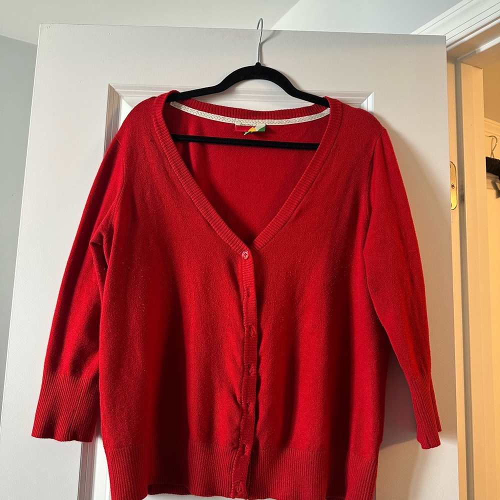 ModCloth red v-neck cardigan